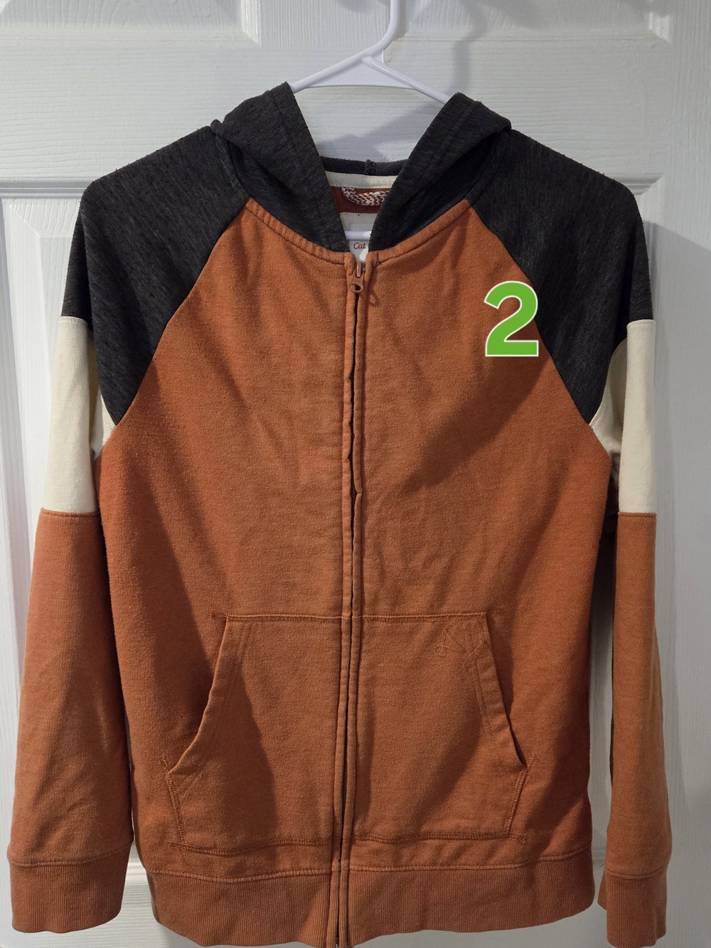 Cat & Jack Rust, Charcoal & Cream Zip Hoodie